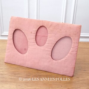 画像: ＊蚤の市＊アンティーク フォトフレーム シルク製 ピンク