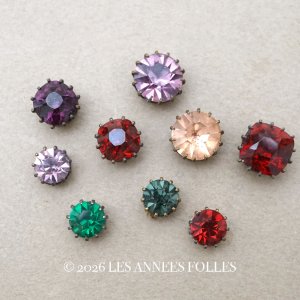 画像: 19世紀末 アンティーク グラスストーン 9ピースのセット ラインストーン