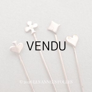 画像: 1900年頃 アンティーク トランプ柄 エパングル 4ピースのセット