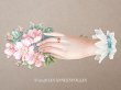 画像1: 1900年頃 アンティーク 大きなダイカットクロモ 薔薇を持つ手 (1)