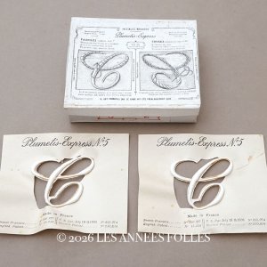 画像: 1900年頃 アンティーク 箱入り イニシャルシート モノグラム 2シート【C】-N°5- INITIALES BRODEES PLUMETIS-EXPRESS