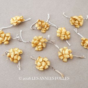 画像: アンティーク シルク製 ロココモチーフ ワイヤー付 10点セット キャメルイエロー