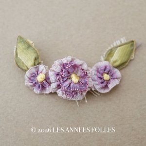 画像: アンティーク シルク製 小さなロココモチーフ 紫色