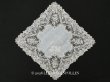 画像1: アンティーク ポワンドガーズ  結婚式のハンカチ 【JM】イニシャル刺繍入り【ポワン・ド・ガーズ】  (1)