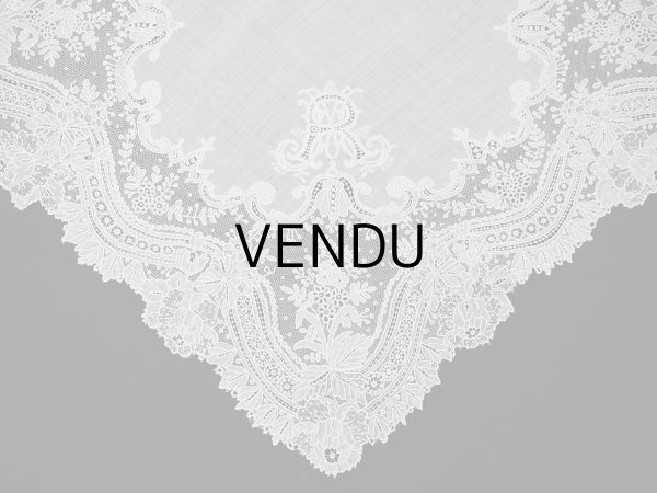 画像3: アンティーク ポワンドガーズ  結婚式のハンカチ 【RM】イニシャル刺繍入り【ポワン・ド・ガーズ】  (3)