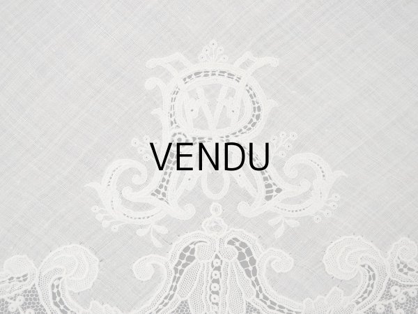 画像4: アンティーク ポワンドガーズ  結婚式のハンカチ 【RM】イニシャル刺繍入り【ポワン・ド・ガーズ】  (4)