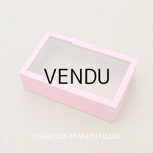 画像: ＊蚤の市＊アンティーク ガラスの蓋の紙箱 ピンク
