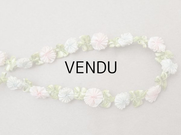 画像7: 【セール対象外】【クーポン対象外】アンティーク シルク製 薔薇のロココトリム パウダーピンク＆パウダーブルー ロココリボン 60cm (7)