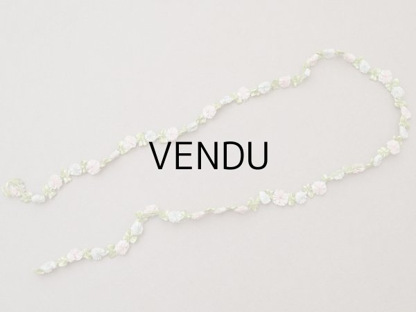 画像3: 【セール対象外】【クーポン対象外】アンティーク シルク製 薔薇のロココトリム パウダーピンク＆パウダーブルー ロココリボン 60cm (3)