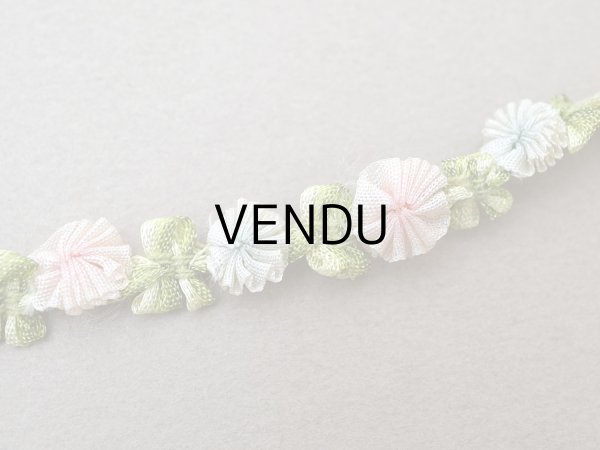 画像2: 【セール対象外】【クーポン対象外】アンティーク シルク製 薔薇のロココトリム パウダーピンク＆パウダーブルー ロココリボン 60cm (2)