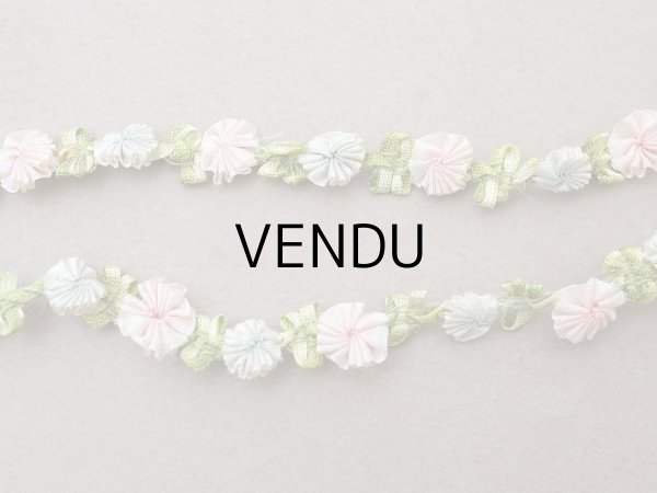 画像6: 【セール対象外】【クーポン対象外】アンティーク シルク製 薔薇のロココトリム パウダーピンク＆パウダーブルー ロココリボン 60cm (6)