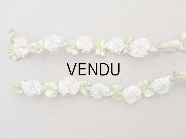 画像4: 【セール対象外】【クーポン対象外】アンティーク シルク製 薔薇のロココトリム パウダーピンク＆パウダーブルー ロココリボン 60cm (4)
