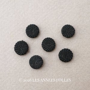 画像: アンティーク くるみボタン 10mm 黒 6ピースのセット