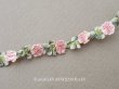 画像1: アンティーク シルク製 薔薇のロココトリム ピンク ロココリボン 28cm (1)