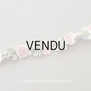 画像: アンティーク シルク製 薔薇のロココトリム ピンク ロココリボン 28cm