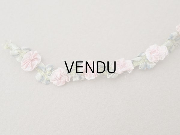 画像3: アンティーク シルク製 薔薇のロココトリム ピンク ロココリボン 28cm (3)