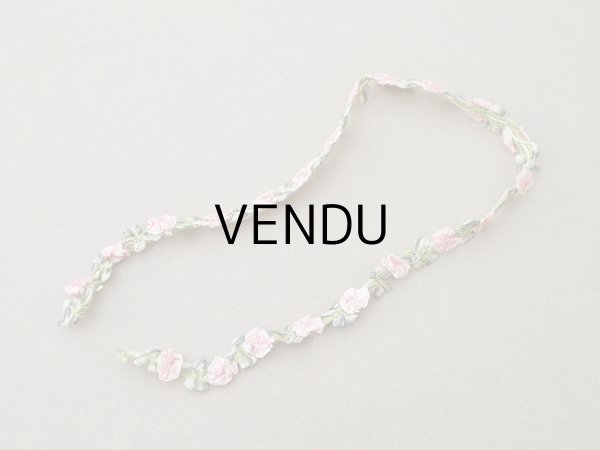 画像2: アンティーク シルク製 薔薇のロココトリム ピンク ロココリボン 28cm (2)