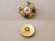 画像2: アンティーク エナメルボタン 薔薇 ハンドペイント グリーン & ゴールドレリーフ 13mm (2)
