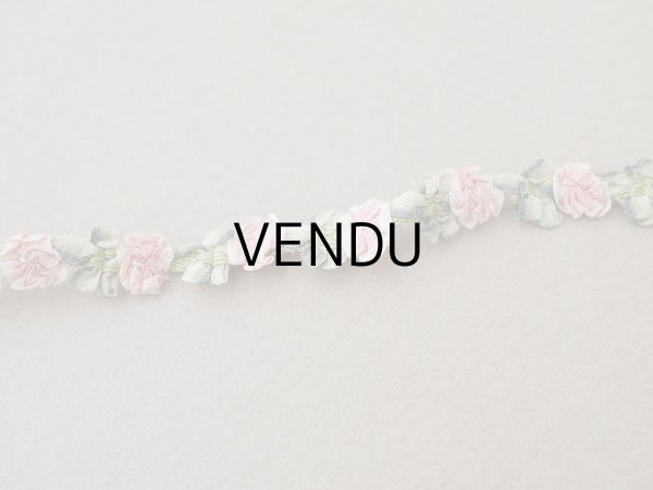 画像5: アンティーク シルク製 薔薇のロココトリム ピンク ロココリボン 28cm (5)