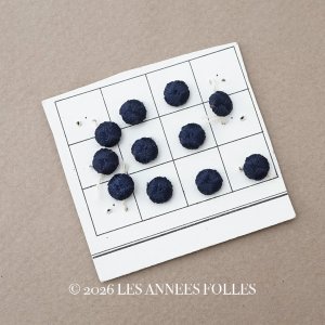 画像: アンティーク シルク製 くるみボタン 6.5mm ダークブルー 11ピースのセット