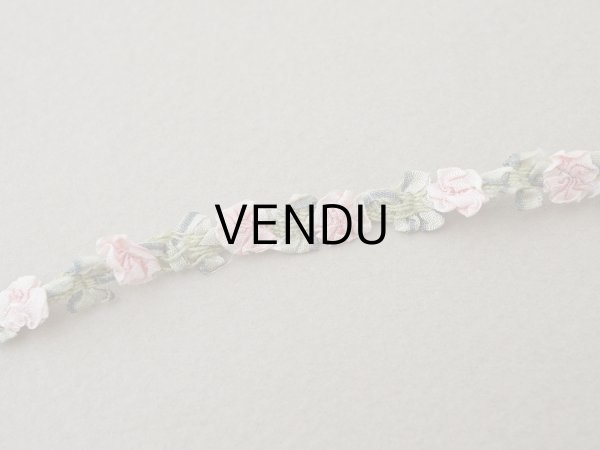 画像4: アンティーク シルク製 薔薇のロココトリム ピンク ロココリボン 28cm (4)