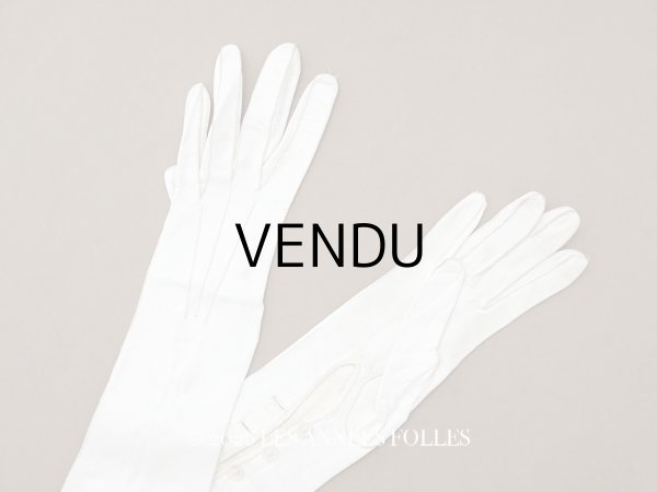 画像1: ＊蚤の市＊アンティーク ウェディング用グローブ 本革製 ギャラリーラファイエット百貨店 (1)