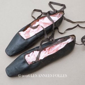 画像: 19世紀初頭 アンティーク シューズ 黒