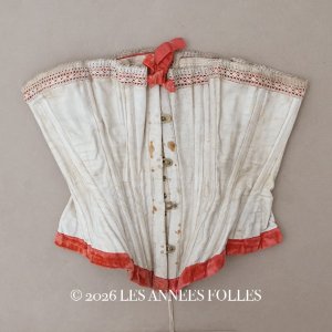 画像: ＊蚤の市＊1860年頃 アンティーク コルセット シルクベルベットのリボン付き