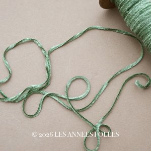 画像: アンティーク  刺繍用 シルク製 ベルベットの紐  シュニーユ シェニール グリーン 20m 