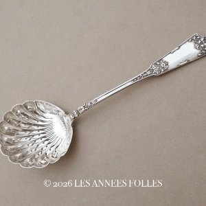 画像: 19世紀末 アンティーク シルバー製 シュガースプーン 花模様 シルバー950