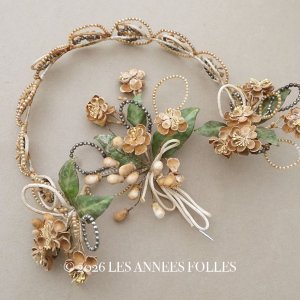 画像: ＊蚤の市＊アンティーク パールとワックスフラワーのティアラ & ブローチのセット ウェディング 