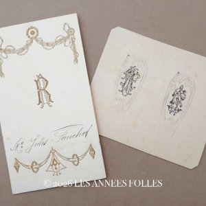 画像: ＊蚤の市＊アンティーク メニューカード＆モノグラムのデザイン画