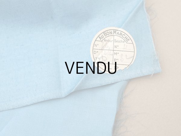 画像4: ＊蚤の市＊アンティーク シルク製 ファブリック ブルー 2点セット 124×100cm 124×45cm (4)