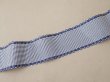 画像4: ＊蚤の市＊アンティーク 幅広 ピコットリボン 5.6m ブルー＆オフホワイト 格子柄  7cm幅 PON 217 N 16 (4)