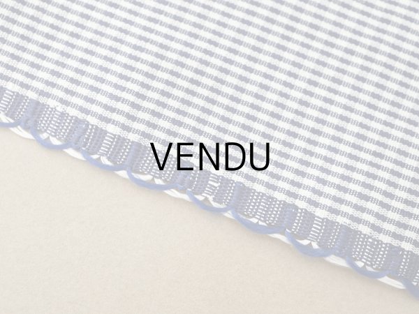 画像3: ＊蚤の市＊アンティーク 幅広 ピコットリボン 5.6m ブルー＆オフホワイト 格子柄  7cm幅 PON 217 N 16 (3)