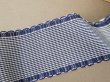 画像2: ＊蚤の市＊アンティーク 幅広 ピコットリボン 5.6m ブルー＆オフホワイト 格子柄  7cm幅 PON 217 N 16 (2)