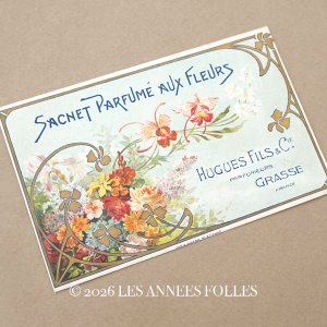 画像: アンティーク パウダーサシェの紙袋 SACHET PARFUME AUX FLEURS - HUGUES FILS & CIE -