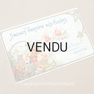 画像: アンティーク パウダーサシェの紙袋 SACHET PARFUME AUX FLEURS - HUGUES FILS & CIE -