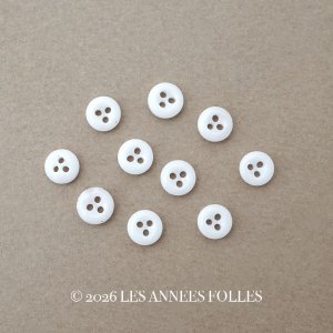 画像: アンティーク 極小 6mm ガラスボタン 10ピースのセット 白 ドール用