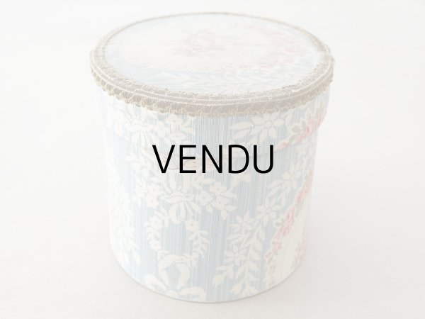 画像5: アンティーク 薔薇の花かごのメダイヨン カルトナージュボックス サックスブルー (5)