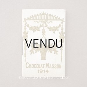 画像: 1914年 アンティーク ローズパニエ&薔薇のガーランド 小さなカレンダーのカルネ - CHOCOLAT MASSON -