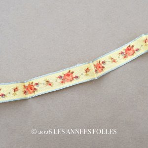 画像: アンティーク 薔薇模様のリボン 45cm 1.3cm幅 レモン色