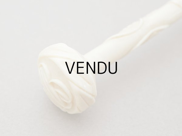 画像17: 19世紀末 アンティーク 日傘 パラソル 薔薇の彫刻i&モノグラム入り シルク製 キャメルベージュ  (17)