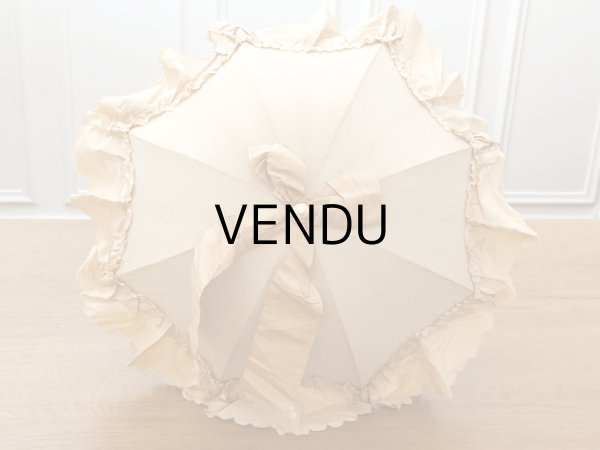 画像4: 19世紀末 アンティーク 日傘 パラソル 薔薇の彫刻i&モノグラム入り シルク製 キャメルベージュ  (4)