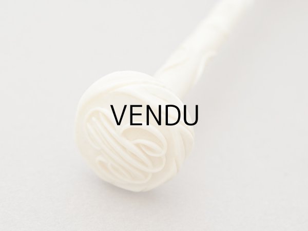 画像16: 19世紀末 アンティーク 日傘 パラソル 薔薇の彫刻i&モノグラム入り シルク製 キャメルベージュ  (16)