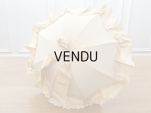 画像5: 19世紀末 アンティーク 日傘 パラソル 薔薇の彫刻i&モノグラム入り シルク製 キャメルベージュ  (5)