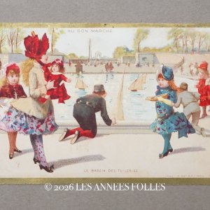 画像: アンティーク クロモ チュイルリー公園 LE BASSIN DES TUILERIES ボンマルシェ百貨店 -AU BON MARCHE-