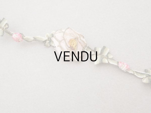 画像4: アンティーク シルク製 薔薇のロココトリム  31cm (4)