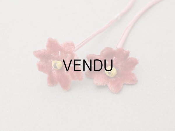 画像5: アンティーク ベルベットの布花 グレイッシュピンク (5)