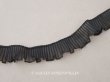 画像1: アンティーク オーガンジー プリーツ&フリルリボン 幅3cm 黒 95cm (1)